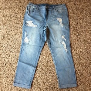 Chico’s platinum lace ankle jeans size 2.5 / 14 L